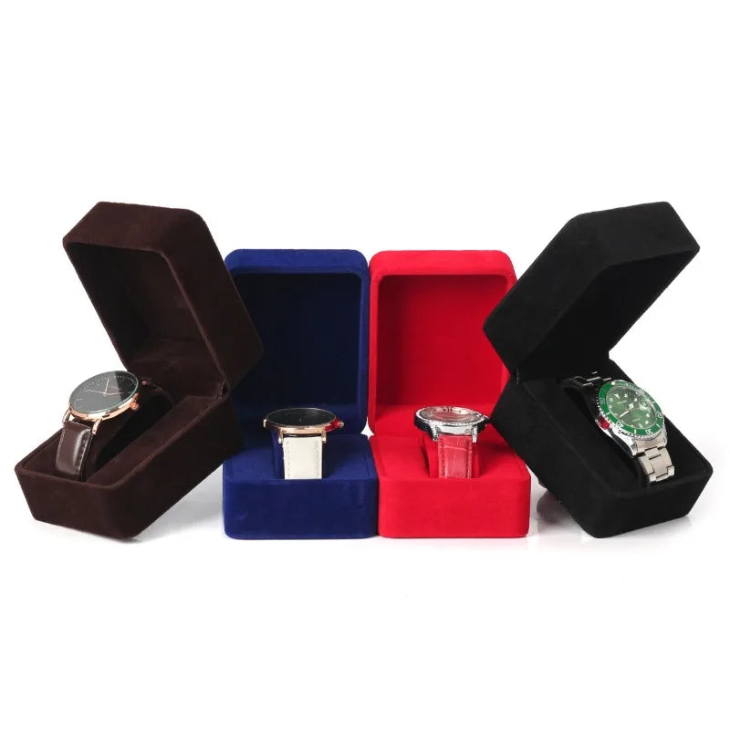 Watch Box Fashion Velvet Round Corner Smartwatch Clock Storage Case Jewelry  Accessories Business Packaging Boxes