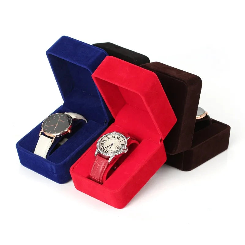 Watch Box Fashion Velvet Round Corner Smartwatch Clock Storage Case Jewelry  Accessories Business Packaging Boxes