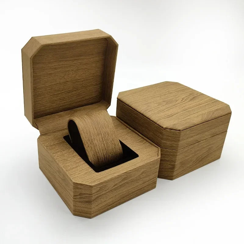 Portable Watch Box Mini PU Octagonal Watch Case Organizer Storage Holder Tree Grain Gift Box Bracelet Box Durable Wear-resistant