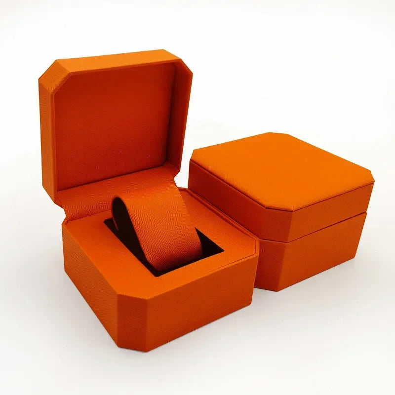 Portable Watch Box Mini PU Octagonal Watch Case Organizer Storage Holder Tree Grain Gift Box Bracelet Box Durable Wear-resistant